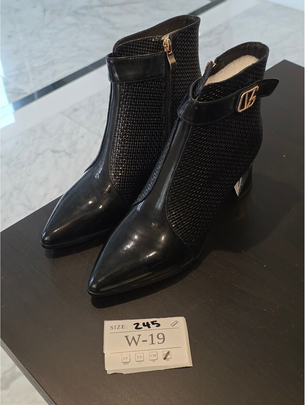 Women's Black Ankle Boots with Textured Upper